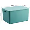 Caja de almacenamiento de plástico color Morandi caja de almacenamiento para armario ropa interior pantimedias caja de almacenamiento para snacks juguetes con tapa caja de almacenamiento