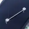 Novo produto personalizado ponte de orelha unha haste longa brinco de duas cabeças redondo zircão anel de peito perfuração jóias Europa e Estados Unidos atacado transfronteiriço