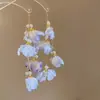 Aretes de Borla de Cuentas de Semilla Flor Azul Aguja Plateada, Aretes de Botón Modernos y Versátiles con un Estilo Casual Único y Elegante para Mujeres