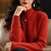 Suéter de punto de cuello medio para mujer, venta al por mayor transfronteriza, otoño e invierno, top de talla grande, artículo popular de exportación para capas base