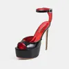 14cm AliExpress Plus Size Couro Patente Bico Aberto Salto Alto Sapato Único Sexy Palco Desfile de Moda Vazado Sandálias de Plataforma Impermeáveis
