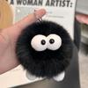 Lindo llavero con colgante de bola de carbón de piel de zorro para coche, colgante de bola de peluche de elfo para bolso escolar, regalo