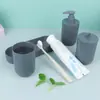 Set de Baño de Paja de Trigo Creativo para el Hogar Baño Cepillado de Dientes y Lavado de Cabello Juego de Ducha de Plástico Taza de Enjuague Bucal para Baño