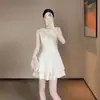 Vestido Curto Slimming Patchwork Estilo Leve de Luxo Verão 2026 Vestido Sem Mangas com Ajuste na Cintura de Socialite Francesa Roupas Femininas