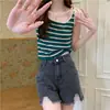20 *** Camisole Pequena de Tricô com Padrão Feminina de Verão Doce e Quente Francesa Camiseta Sem Mangas Roupa Externa Linda Costas Top