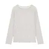 MR [terciopelo de nieve en stock] camiseta fina de manga larga protectora solar para mujer, verano, cuello redondo, translúcida, holgada