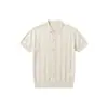 Cárdigan de Punto con Cuello de Refrigeración Acanalado de Manga Corta para Hombre Estilo Old Money Seda de Hielo Transpirable Casual Versátil Top Tipo Polo