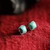 Aretes de Turquesa Mineral Cruda Natural para Mujer Plata 925 Aretes Geométricos Cuadrados Simples, Compactos y Exquisitos Ventas Directas de Fábrica