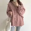 Camisa de Pana para Mujer de Manga Larga 2024 Otoño Nuevo Diseño con Sentido Estilo Coreano Estilo Hong Kong Retro Holgada Camisa Chaqueta Fina