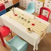 Toalha de Mesa Cartoon 2026, Sem Lavar, Impermeável, à Prova de Óleo, Resistente ao Calor, Tapete para Mesa de Jantar, Tema Estrelas, Xadrez Estilo Ins para Mesa de Centro