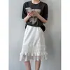 Falda Luxi Estilo Suave con Dobladillo Fruncido 26 Verano Nuevo de Cintura Alta Adelgazante Versátil con Capas Falda de Corte A 5229