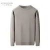 Camisa Base Masculina Gola Redonda Cor Sólida com Base de Lã de Ovelha Camisa Base Gentleman de Negócios Manga Longa Macia Amiga da Pele