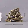 Adorno de Qilin Vintage de Latón para la Riqueza, Navegación Fluida y Paz en Todas las Estaciones, Paisaje en Miniatura Creativo para Mesa de Café de Oficina con Qilin