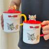 Taza de Tom y Jerry Cerámica Taza de Agua para Niños Taza para Beber de Pareja para el Hogar Regalo de Cumpleaños Taza de Café Linda