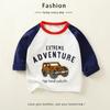Camiseta infantil de manga comprida 2024 outono nova infantil ins outono manga comprida patch tridimensional estilo nacional roupas infantis atacado