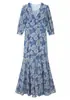 Europa Transfronteiriça AliExpress Instagram Popular Roupas Femininas Festa Renda Sexy Patchwork Decote V Slim Fit Vestido Longo