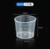 Taza medidora pequeña de plástico con marcas de escala en mililitros para uso doméstico, Taza medidora pequeña para bebé con tapa, Contenedor 5ml 10ml 50ml 100ml