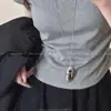 Colgante de Bolsa Tejida Vintage Cadena Larga para Mujer con Acabado de Alta Gama, Cadena Larga Extensa de Nicho, Estilo Largo para Personas de Tallas Grandes, Accesorio para el Cuello