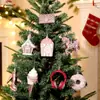 Novo Pingente Pequeno Rosa de Natal Lantejoulas Brilho Desenho Animado Enfeite de Árvore de Natal Estilo Ins Decoração de Janela