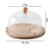 Creativa Cubierta de Vidrio Transparente a Prueba de Polvo para Pastel Cubierta para Alimentos Plato para Pastel Mesa de Postres Snack Cubierta de Vidrio con Bandeja de Bambú