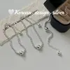 Joia Prata Estilo Ins Simples Coreana S925 Prata Esterlina Pulseira com Costura de Contas Pulseira de Design Nicho Empilhada High-End