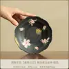 Bandeja de té negra pintada a mano con forma de lirio, posavasos, bandeja para té seco, tapa para cuenco de té, base para cuenco de té, plato de postre, accesorios de juego de té de cerámica, para ceremonia del té china