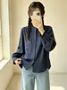 Coleção Outono 2026: Cardigan feminino de gola alta de renda com camada dupla de gaze lisa estilo japonês, blusa de manga longa