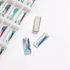 Cristal de Vidrio K9 Rectangular con Pedrería Cosida a Mano de Fondo Plano y Doble Agujero, Accesorios Hechos a Mano de Alta Calidad para Vestidos de Novia DIY