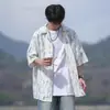 Camisa de Manga Curta Tie-Dye Masculina Verão Fina 2025 Nova Solta Casual Floral Camisa Estilo Preguiçoso Jaqueta Masculina