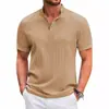 Amazon Transfronterizo Camisa Henley Retro de Algodón y Lino para Hombre Casual Ajuste Holgado Deportiva Cuello Mao Botón Manga Corta