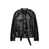 Ropa europea y americana para mujer transfronteriza, bestseller de AliExpress, chaqueta bomber de imitación de cuero de cuello redondo de moda francesa