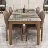 Juego de mesa de comedor y sillas de pizarra estilo italiano, mesa de comedor moderna para uso doméstico, todo madera maciza, tamaño pequeño, lujo ligero, mesa de comedor rectangular estilo occidental