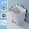 Lavabo de mopa cerámico simple de tamaño pequeño, independiente, para baño y balcón, con cubo para mopa de patas altas y desagüe