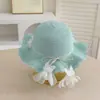 Sombrero de Protección Solar para Niños, Sombrero de Sol de Verano Estilo Coreano, Sombrero de Playa para Niñas, Bebé, Sombrero de Hada con Lazo, Sombrero de Paja, Bolsa