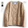 Chaqueta acolchada ligera versátil suelta casual de cuello redondo simple artística estilo japonés cómoda de algodón fino compuesto cálida para mujer