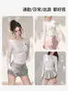 Camiseta de Manga Larga Estilo Perezoso Coreano Otoño e Invierno Hombro Normal para Mujer Lazo Camiseta Interior Cuello Redondo Cintura Ceñida Muestra la Silueta Top