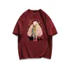 Camiseta de Algodão Puro com Estampa Simples de Desenho Animado, Manga Curta para Mulheres, Estilo Coreano Casual de Verão para o Dia a Dia, Top Oversized que Esconde a Figura, Tendência