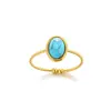 Anillo Turquesa de Moda Estilo Palacio Retro Elegante Chapado en Oro de 18 Quilates Geométrico Diamante Redondo Ojo de Gato Anillo Joyería