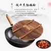 Tapa de Olla de Abeto Tapa Redonda para Wok Casero Tapa de Olla Grande de Madera Maciza Carbonizada Espesa Tapa de Olla Grande Anticuada Rural Tapa de Cilindro de Agua