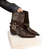 Botines Marrones de Tacón Alto y Punta Afilada para Mujer Zapatos 2025 Nuevos Botines Individuales de Primavera y Otoño Retro Hebilla de Cinturón Media Caña Botas para Pantalones