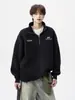 Marca de moda americana popular Sudadera con media cremallera para hombre Otoño e Invierno Terciopelo Moda Manga Larga con Capucha