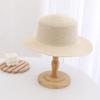 Sombrero de Playa Vacacional de Verano para Mujer de Amazon Transfronterizo de Color Sólido de Copa Plana Paja Transpirable Protección Solar Visera Sombrero de Copa