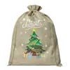 Bolsas de Arpillera Navideñas, Bolsas de Regalo para Fiestas Infantiles, Bolsas de Dulces de Lino con Cordón, Bolsas de Empaque de Regalo de Muñeco de Nieve Navideño
