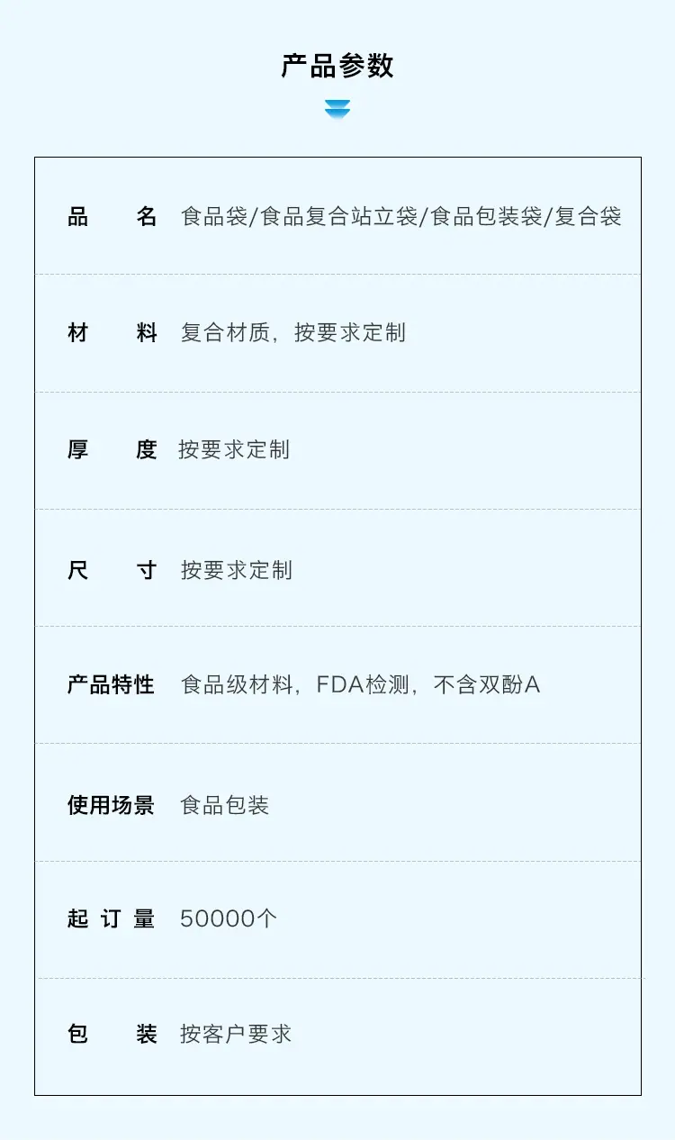 15-食品袋 产品参数