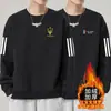 Sudadera para hombre 2025 otoño estilo americano holgada manga larga cuello redondo forrada de polar engrosada ropa deportiva pullover moderna resistente versátil