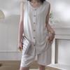 Conjunto de Pijama de Cardigan sin Mangas para Mujer Verano Algodón Seda Gama Alta Nuevo Estilo Chino Ropa de Casa Delgado Algodón Artificial Se Puede Usar Afuera