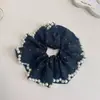 Goma de pelo tipo scrunchie suave estilo francés para mujer, Lazo para el pelo de tela de alta gama, Cuerda para el pelo estilo coreano, Lazo para el pelo estilo Mori, Lazo para el pelo grande de tela con perla