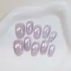 Unhas Postiças Pré-moldadas Artesanais Olho de Gato Roxo Claro 30 Peças Atacado Contas de Vidro Nail Art Olho de Gato Unhas Usáveis Clareamento Desejo Puro