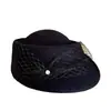 Estilo Hepburn Cadena de Perlas Malla Lazo Top Cóncavo Boina Niños Otoño e Invierno Lana Australiana Sombrero de Copa Doble Modo Sombrero de Fieltro Moda