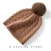 Cachemira 2026 Otoño/Invierno Nuevo para Mujer de Gama Alta Color Sólido Tejido para Exteriores Cálido Moda Tejido de Punto con Pompón Gorro Casual